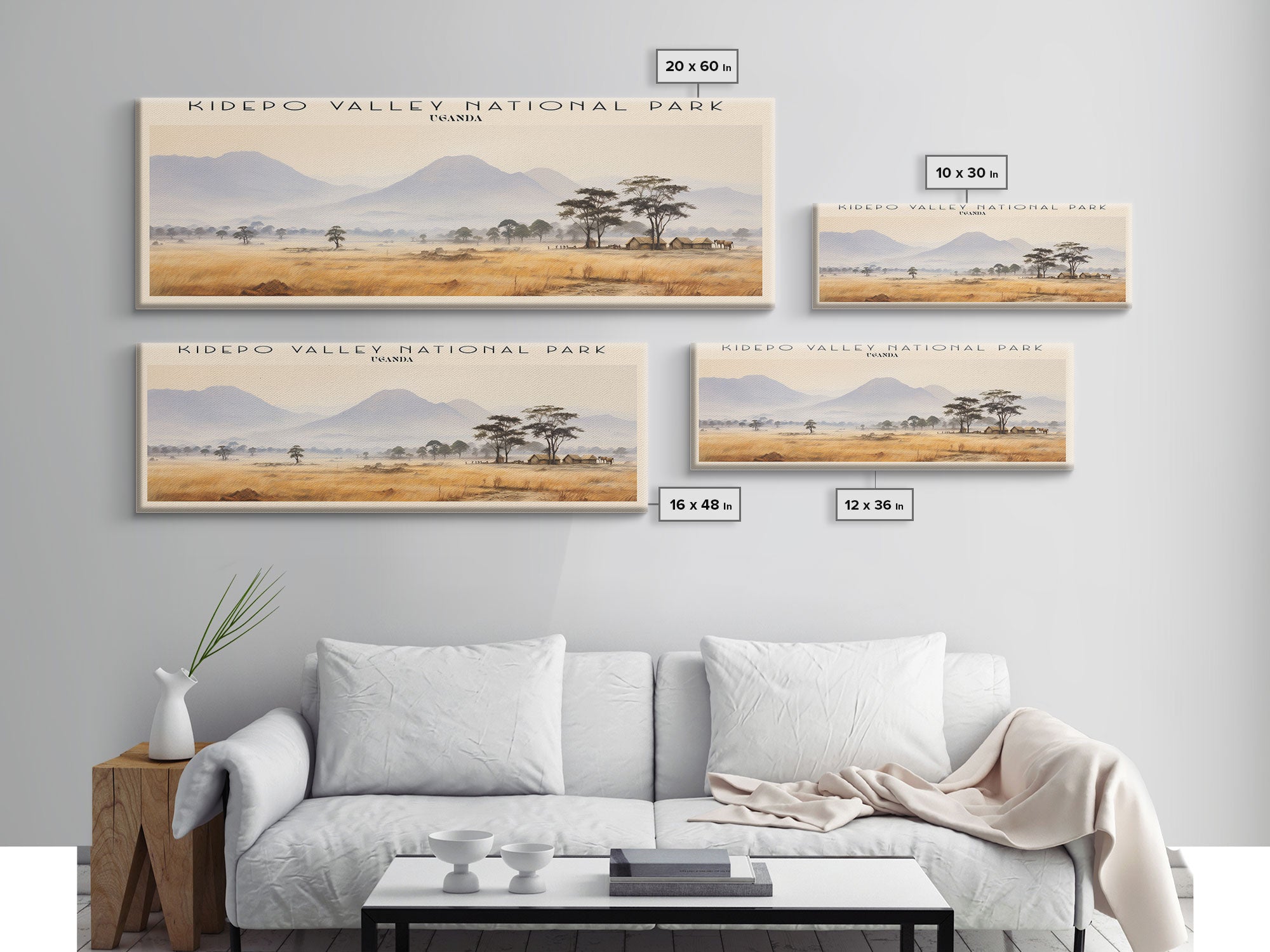 Kidepo Valley National Park Retro Style Travel Poster - Framed Canvas Print - COUNTRY Travel Decor | Vintage Style Home Decor - Travel Print - Wall Art