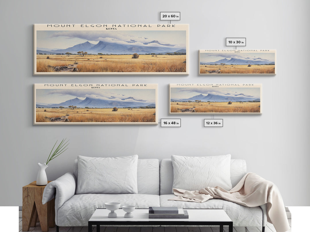 Mount Elgon National Park Retro Style Travel Poster - Framed Canvas Print - COUNTRY Travel Decor | Vintage Style Home Decor - Travel Print - Wall Art