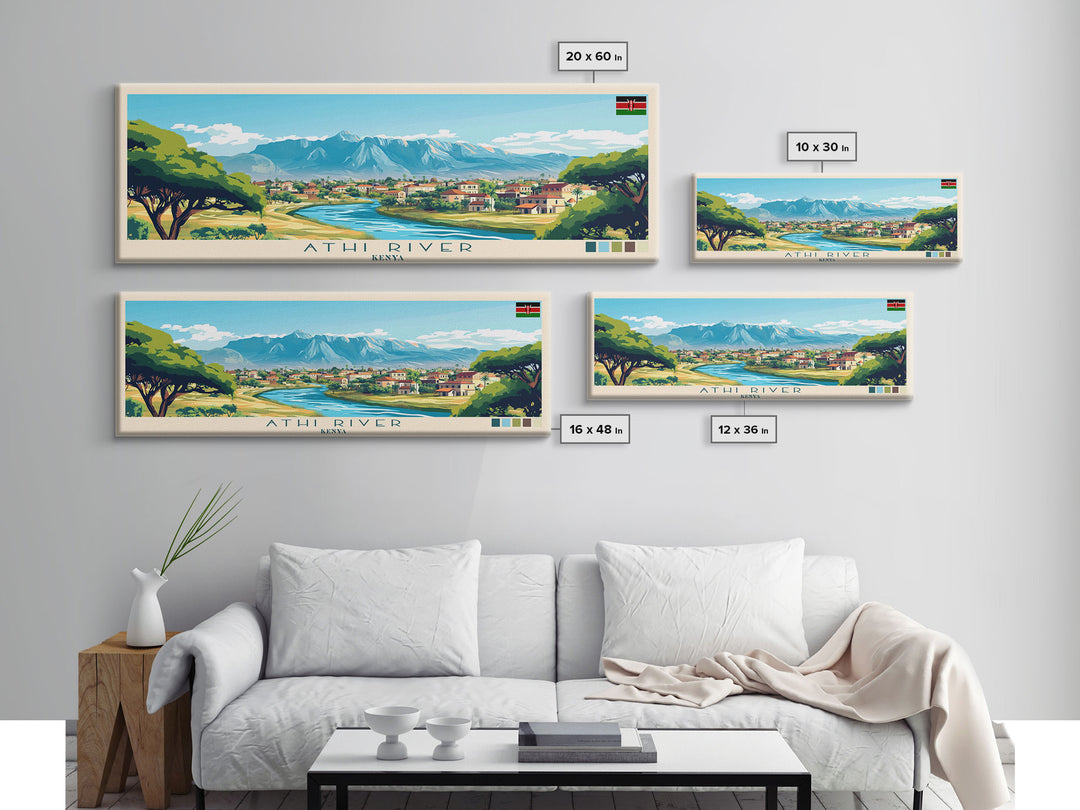 Athi River, Kenya Panoramic Travel Poster Canvas Print, Athi River, Kenya Painting, Kenya Art, Athi River Panoramic Travel Art, Travel Painting