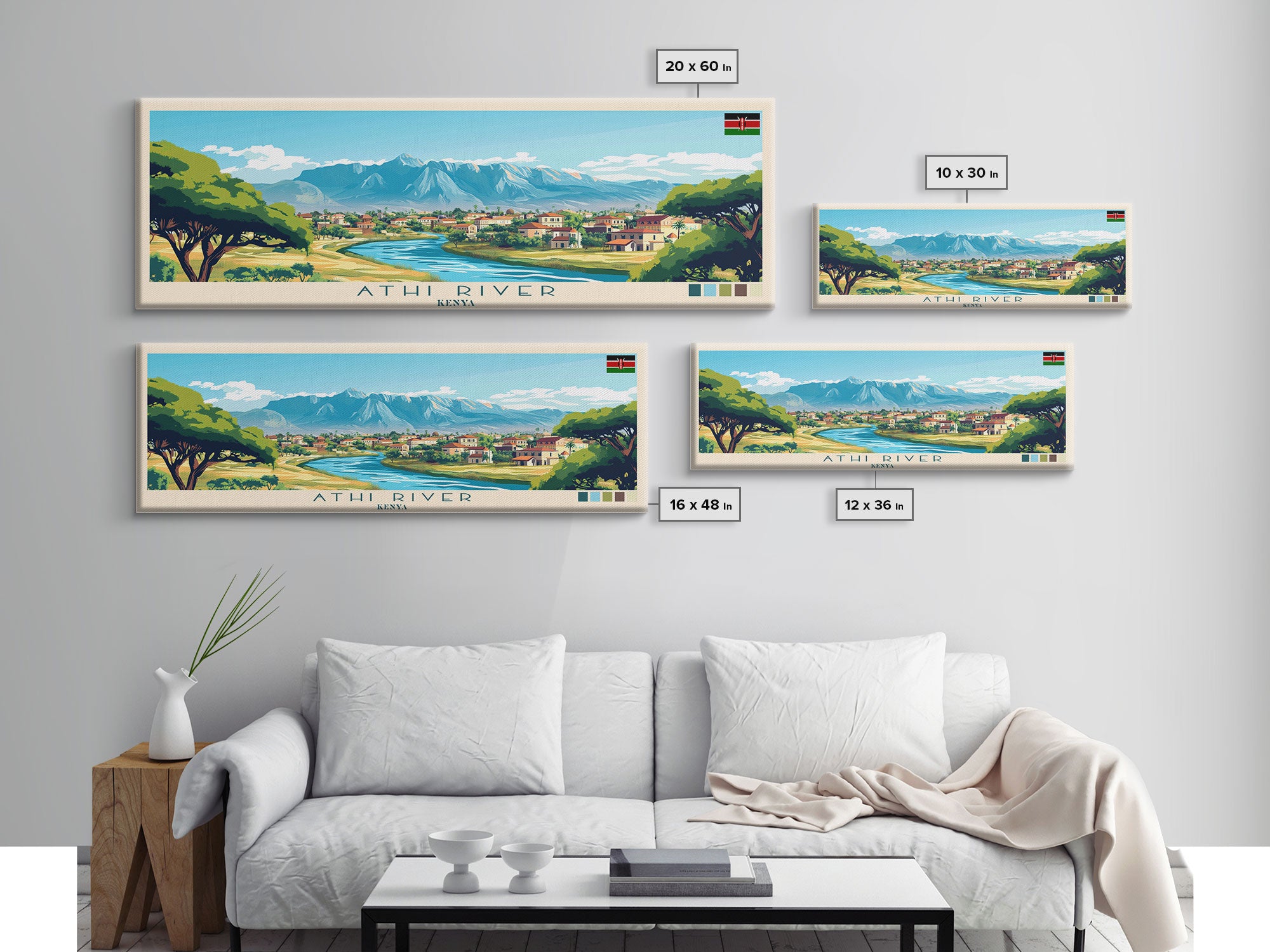 Athi River, Kenya Panoramic Travel Poster Canvas Print, Athi River, Kenya Painting, Kenya Art, Athi River Panoramic Travel Art, Travel Painting