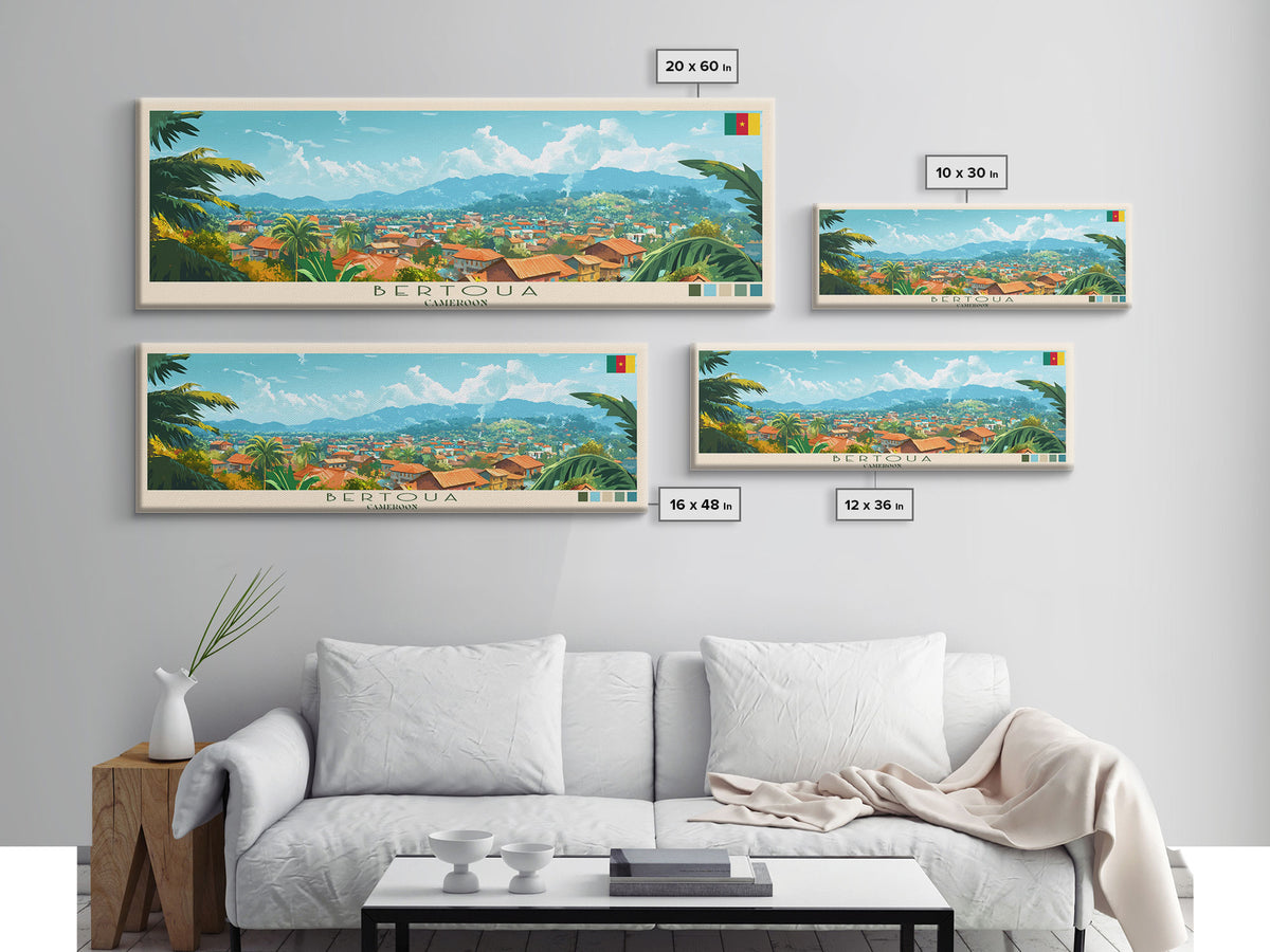 Bertoua, Cameroon Travel Poster Panoramic Canvas Print, Bertoua, Cameroon Painting, Cameroon Art, Bertoua Travel Art, Guest Room Painting