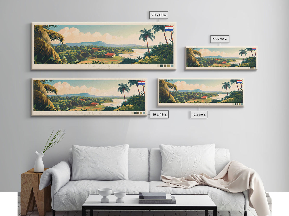 Capiata, Paraguay Panoramic Travel Poster Canvas Print, Capiata, Paraguay Painting, Paraguay Art, Capiata Travel Art, Living Room Painting