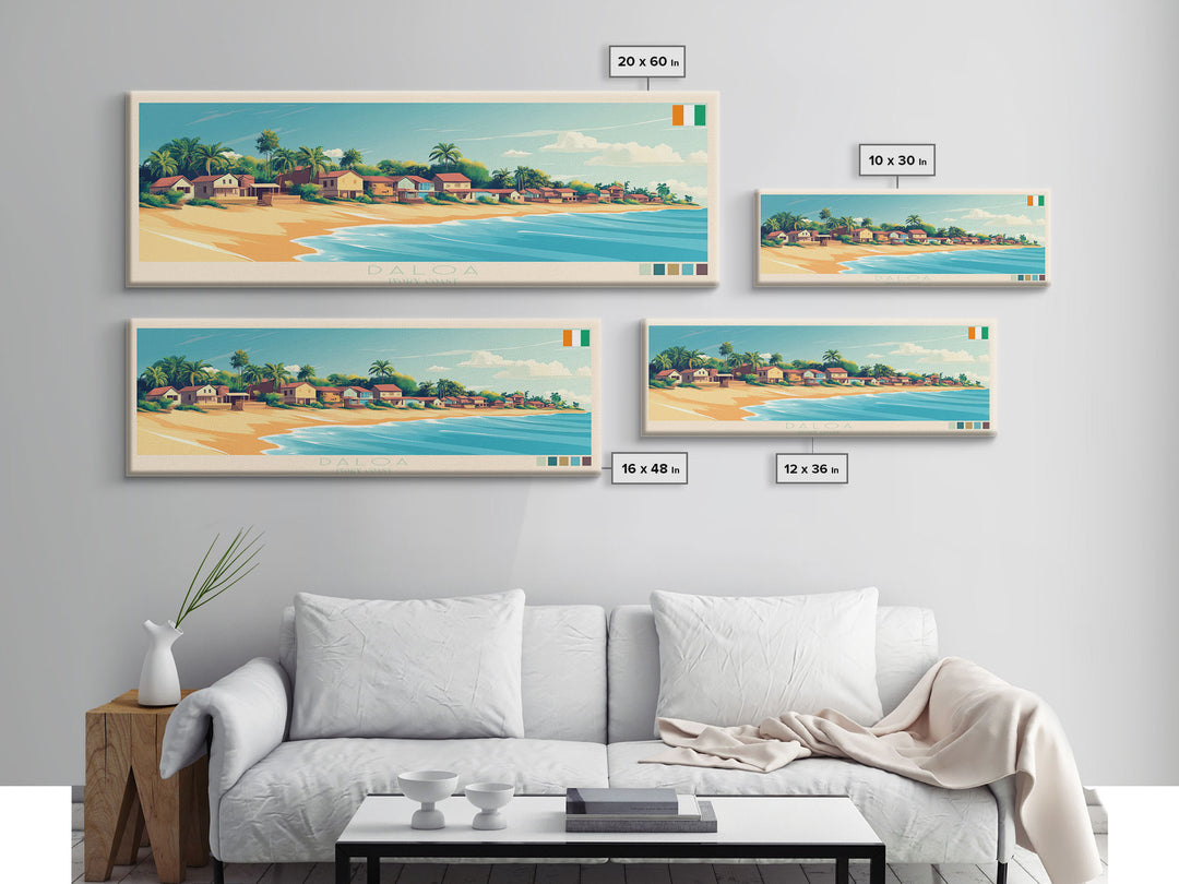 Daloa, Ivory Coast Panoramic Travel Poster Canvas Print, Daloa, Ivory Coast Painting, Ivory Coast Art, Daloa Panoramic Travel Art, Travel Painting