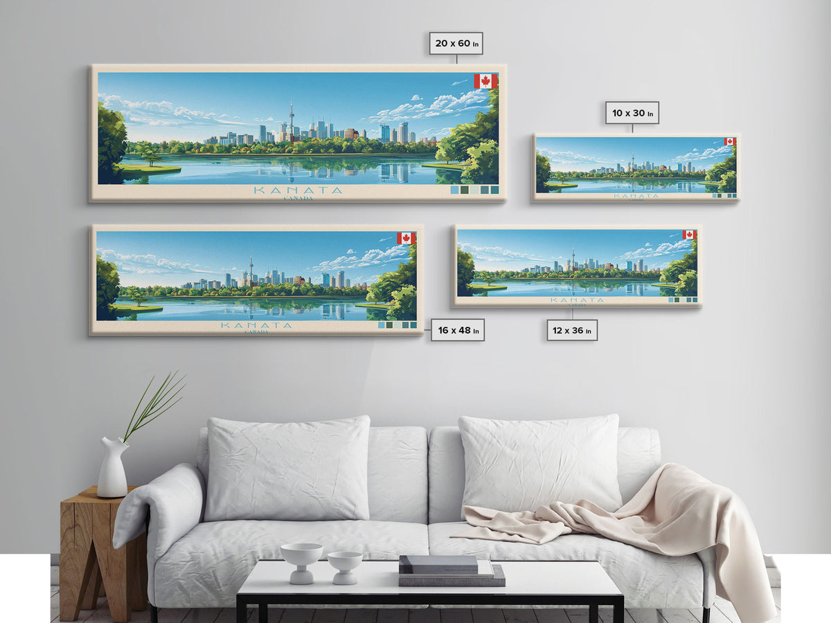 Kanata, Canada Travel Poster Panoramic Canvas Print, Kanata, Canada Painting, Canada Art, Kanata Travel Art, Guest Room Painting