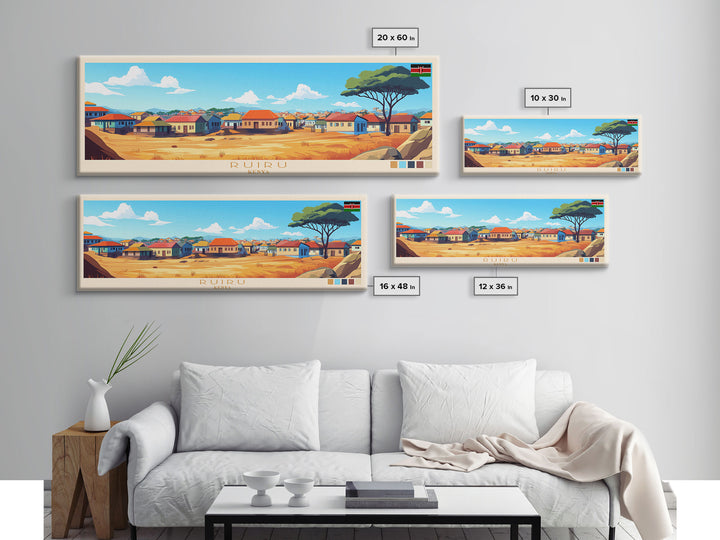 Ruiru, Kenya Panoramic Travel Poster Canvas Print, Ruiru, Kenya Painting, Kenya Art, Ruiru Travel Art, Living Room Painting
