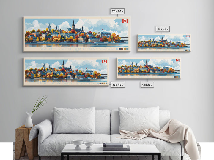 Saint-Jean-sur-Richelieu, Canada Travel Poster Panoramic Canvas Print, Saint-Jean-sur-Richelieu, Canada Painting, Canada Art, Saint-Jean-sur-Richelieu Travel Art, Guest Room Painting