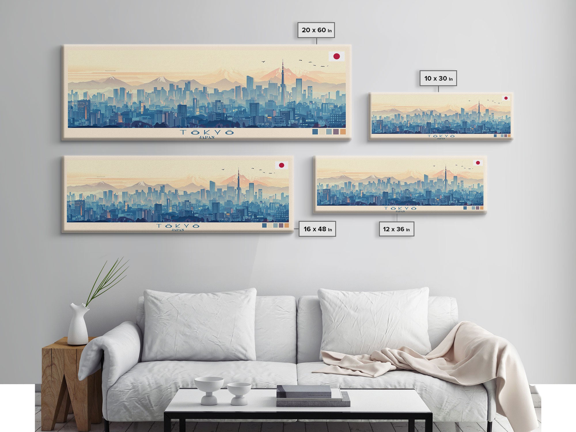 Tōkyō, Japan Panoramic Travel Poster Canvas Print, Tōkyō, Japan Painting, Japan Art, Tōkyō Travel Art, Living Room Painting