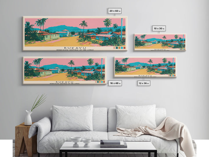 Bukavu, Congo Panoramic Canvas Print, Bukavu, Congo Painting, Congo Art, Bukavu Travel Poster, Travel Art, Living Room Painting