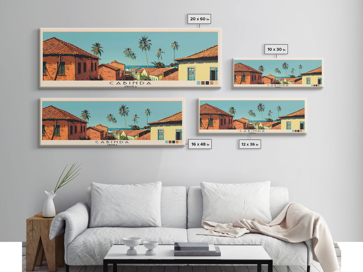Cabinda, Angola Panoramic Canvas Print, Cabinda, Angola Painting, Angola Art, Cabinda Travel Poster, Travel Art, Vacation Gift