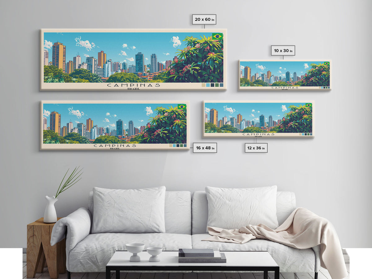Campinas, Brazil Panoramic Canvas Print, Campinas, Brazil Painting, Brazil Art, Campinas Travel Poster, Travel Art, Housewarming Gift