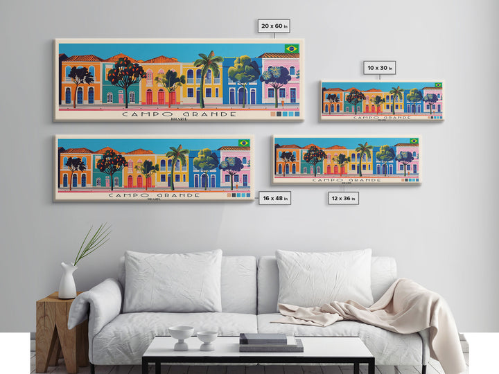 Campo Grande, Brazil Panoramic Canvas Print, Campo Grande, Brazil Painting, Brazil Art, Campo Grande Travel Poster, Travel Art, Guest Room Painting