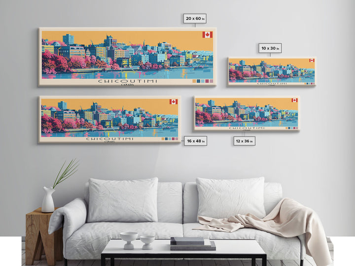 Chicoutimi, Canada Panoramic Canvas Print, Chicoutimi, Canada Painting, Canada Art, Chicoutimi Travel Poster, Travel Art, Guest Room Painting