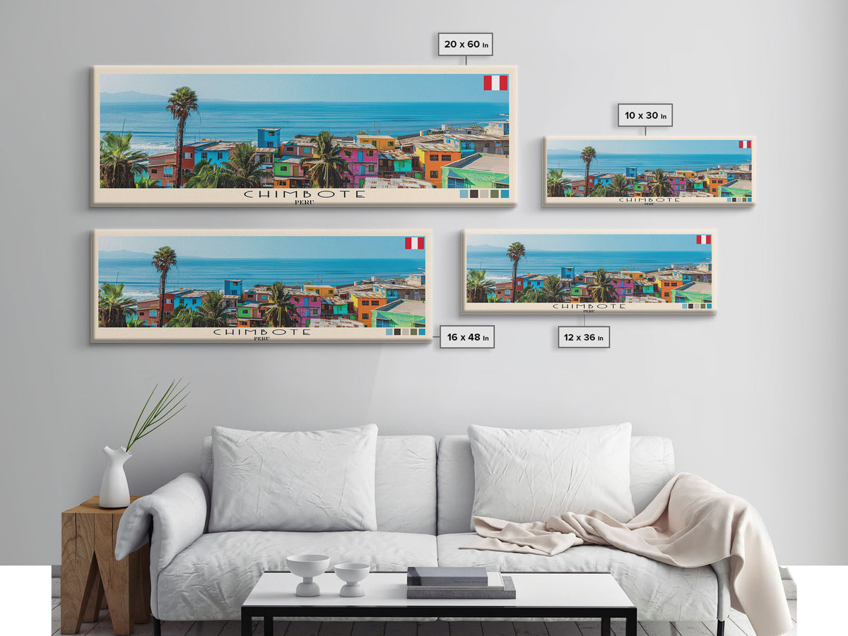Chimbote, Peru Panoramic Canvas Print, Chimbote, Peru Painting, Peru Art, Chimbote Travel Poster, Travel Art, Housewarming Gift