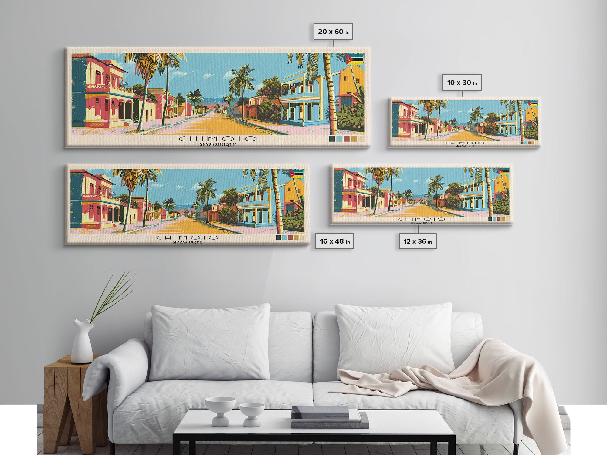 Chimoio, Mozambique Panoramic Canvas Print, Chimoio, Mozambique Painting, Mozambique Art, Chimoio Travel Poster, Travel Art, Guest Room Painting