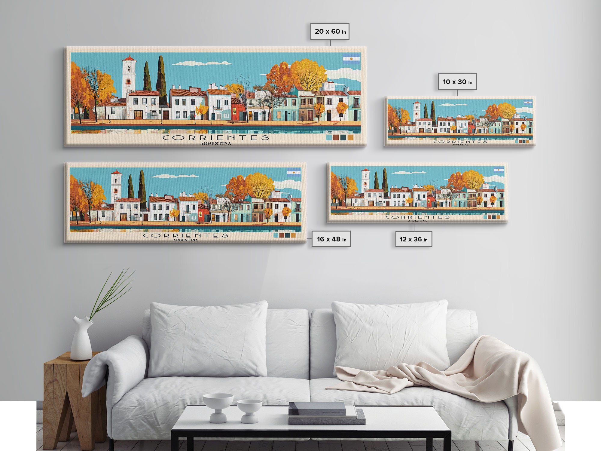 Corrientes, Argentina Panoramic Canvas Print, Corrientes, Argentina Painting, Argentina Art, Corrientes Travel Poster, Travel Art, Vacation Gift