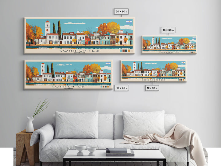 Corrientes, Argentina Panoramic Canvas Print, Corrientes, Argentina Painting, Argentina Art, Corrientes Travel Poster, Travel Art, Vacation Gift