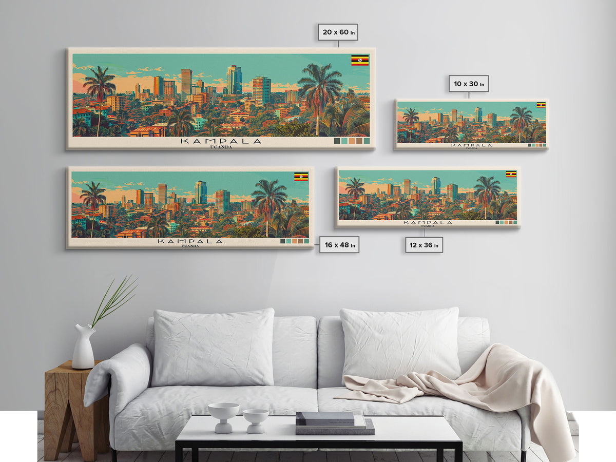 Kampala, Uganda Panoramic Canvas Print, Kampala, Uganda Painting, Uganda Art, Kampala Travel Poster, Travel Art, Living Room Painting