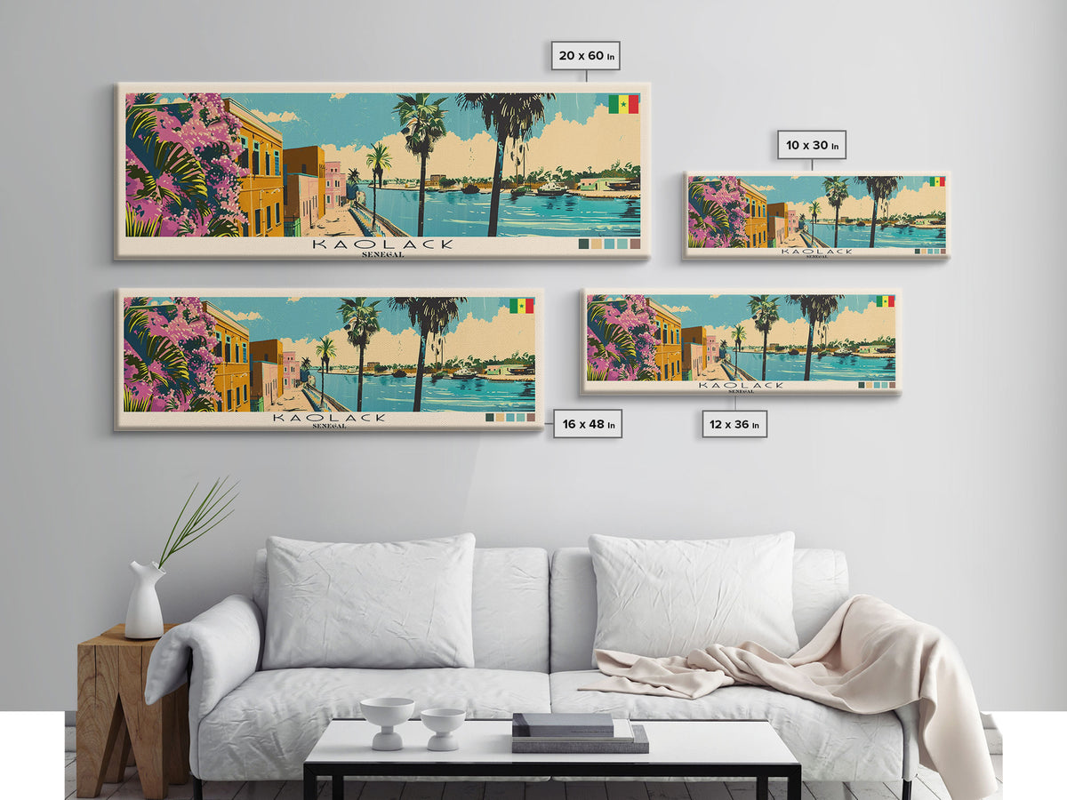 Kaolack, Senegal Panoramic Canvas Print, Kaolack, Senegal Painting, Senegal Art, Kaolack Travel Poster, Travel Art, Living Room Painting