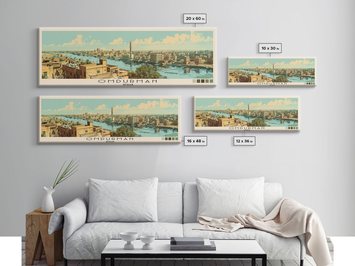 Omdurman,  Sudan Panoramic Canvas Print, Omdurman,  Sudan Painting,  Sudan Art, Omdurman Travel Poster, Travel Art, Housewarming Gift