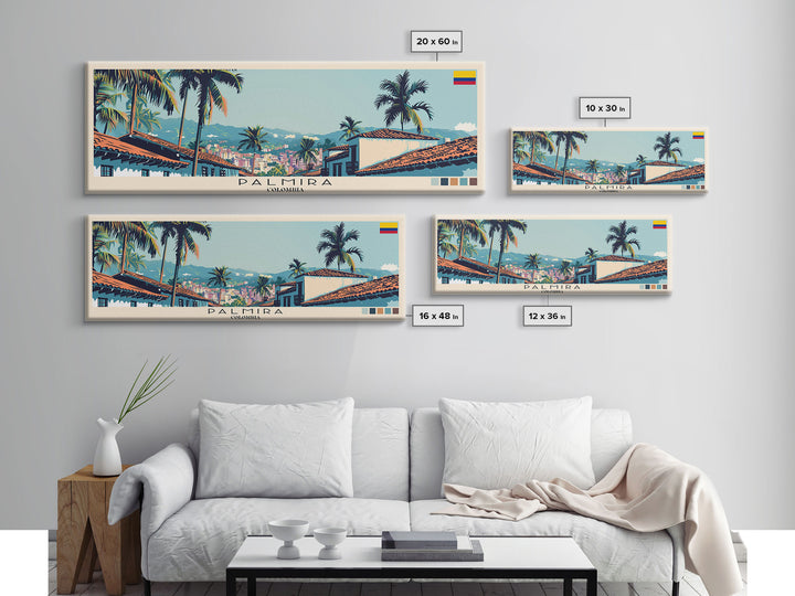 Palmira, Colombia Panoramic Canvas Print, Palmira, Colombia Painting, Colombia Art, Palmira Travel Poster, Travel Art, Vacation Gift