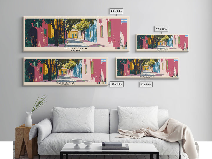 Parana, Argentina Panoramic Canvas Print, Parana, Argentina Painting, Argentina Art, Parana Travel Poster, Travel Art, Living Room Painting