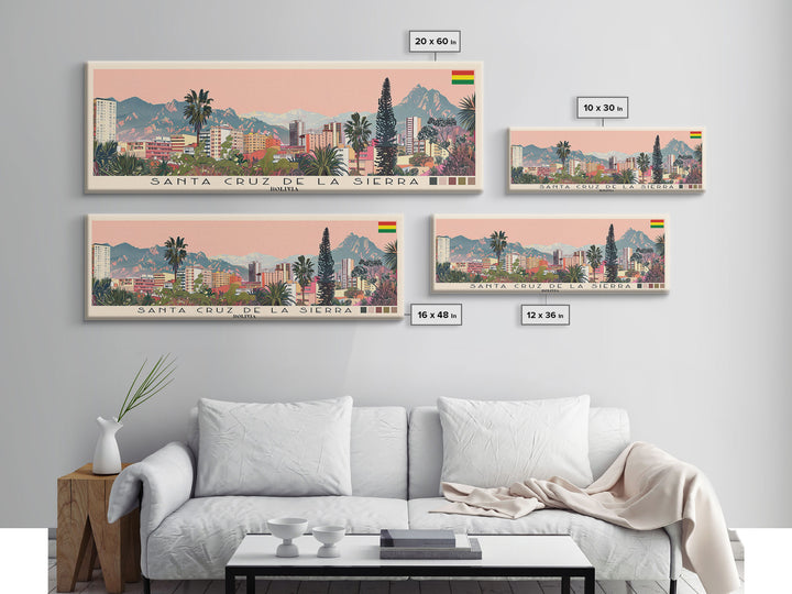 Santa Cruz de la Sierra, Bolivia Panoramic Canvas Print, Santa Cruz de la Sierra, Bolivia Painting, Bolivia Art, Santa Cruz de la Sierra Travel Poster, Travel Art, Housewarming Gift