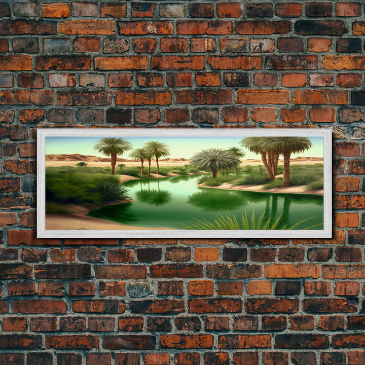 Desert Oasis Watercolor Landscape Canvas Print - Perfect for Living Room, Bedroom, Panoramic Extra Wide Format Art