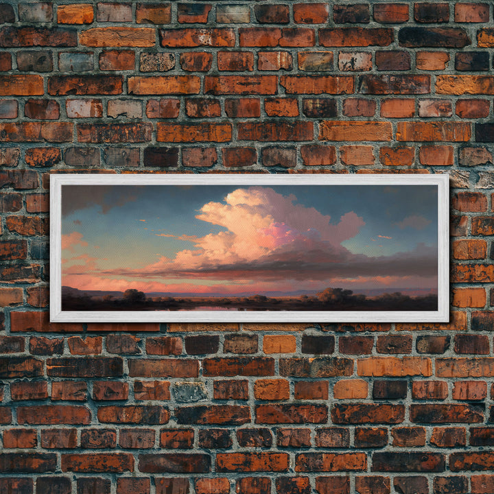 Panoramic Framed Canvas Texas Prairie Sunset Wall Art, Living Room, Bedroom Decor, Sunset Art, Watercolor Painting, Original Artwork