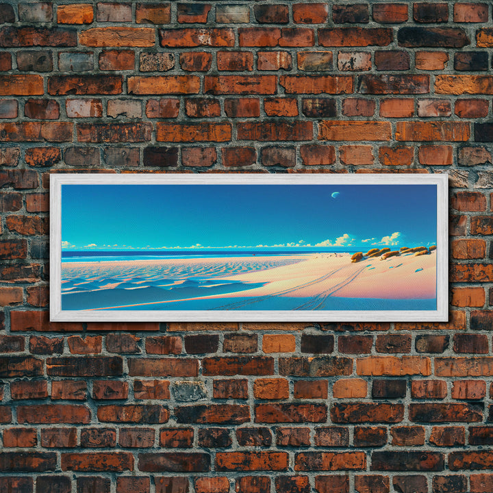 Vintage Coastal Seaside Painting PRINT | Beach House Wall Art Decor | Panoramic Canvas Print |  Extra Large Art | Beach House Art