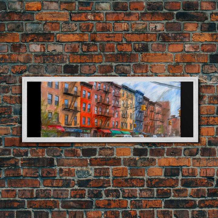 Colorful Abstract Row Of Buildings City Canvas Print, Large Urban Art Print, Cityscape Art, Vibrant Art, Panoramic, Wall Art, Canvas Print