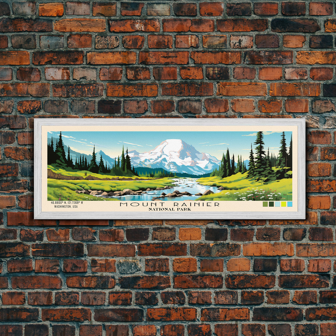 Mount Rainier National Park Panoramic Travel Art, National Park Print ...