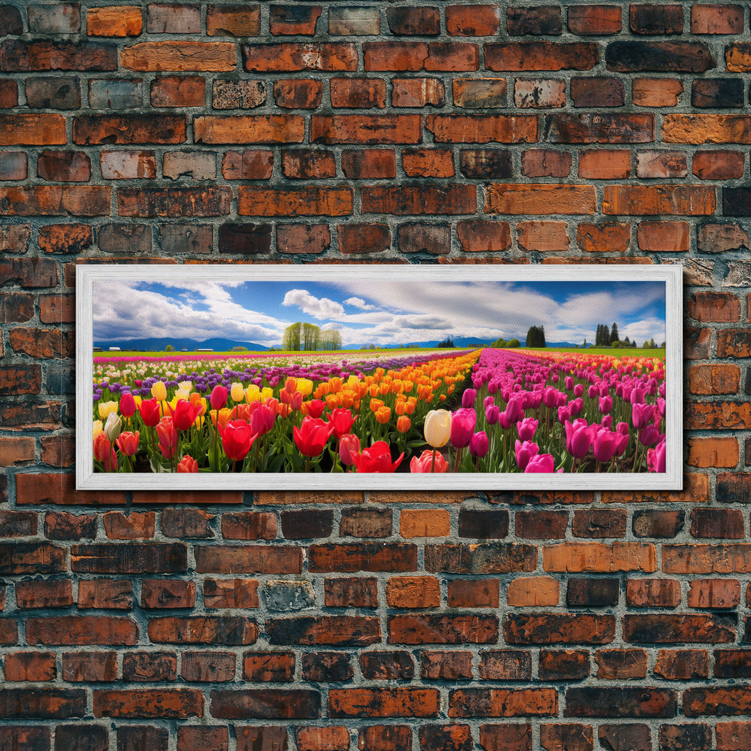 Panoramic Print of Tulip Fields of Skagit Valley Extra Large Wall Art, Panoramic Wall Art, Panoramic Landscape Print, Landscape Photography