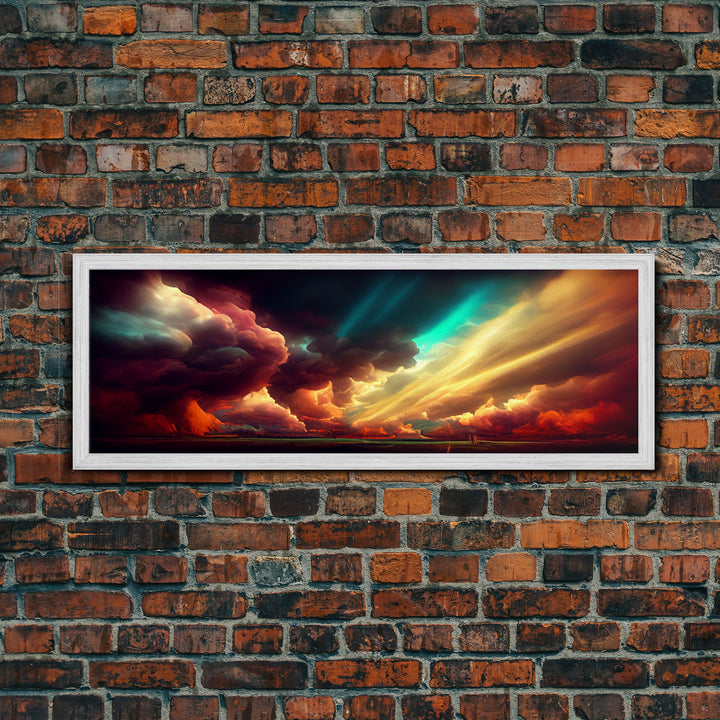 A stormy cloudy sky at dusk, synthwave, canvas print, Big Texas Skies, water color, storm art, extra large panoramic landscape wall decor
