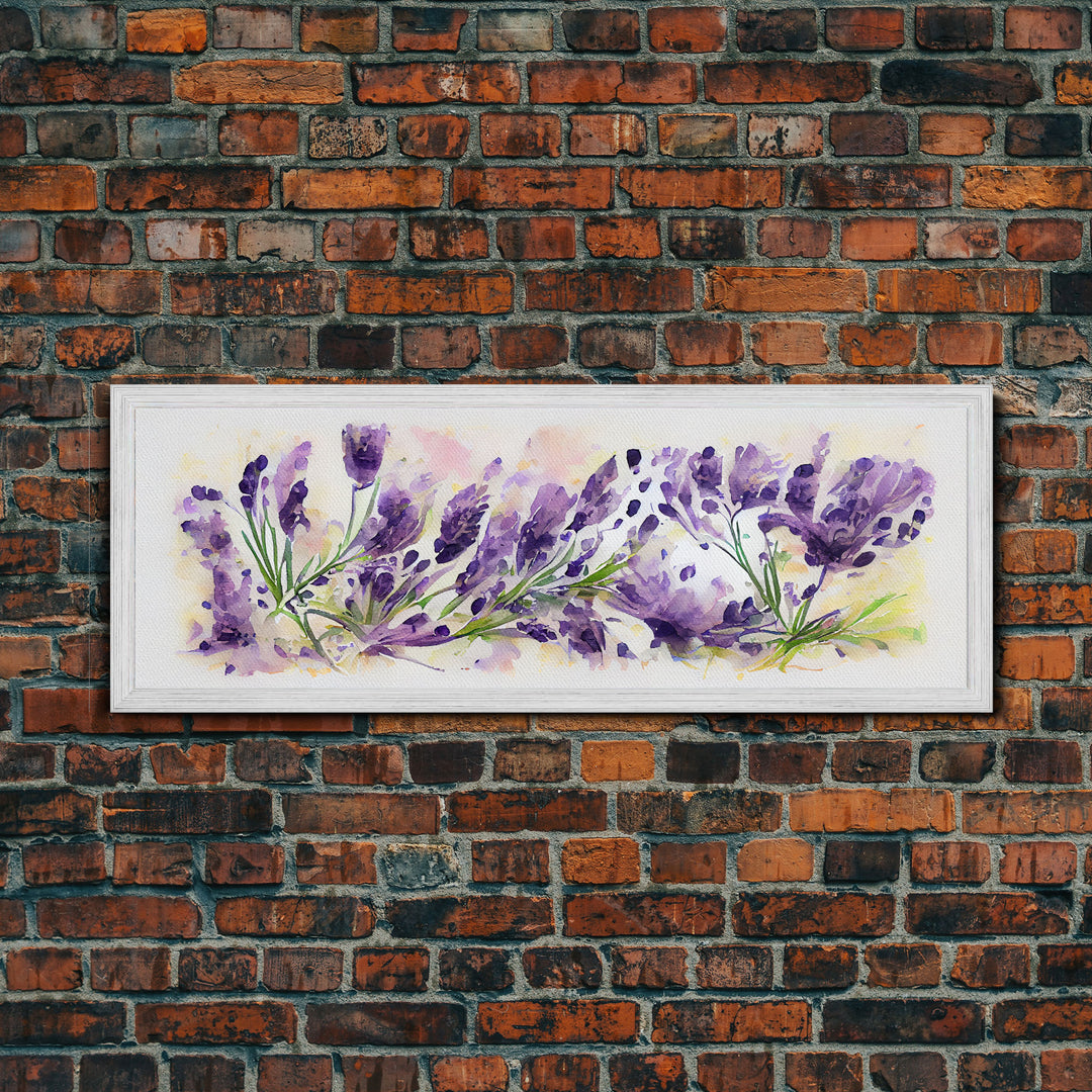 Lavender Wall Art, Ready To Hang Canvas Print, Panoramic Art, Floral Arrangement Wall Decor