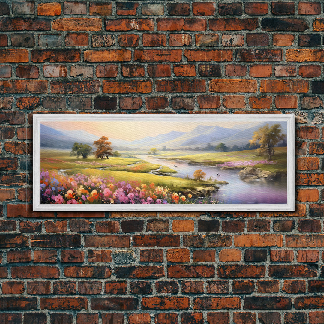 Panoramic Mountain and Forest Canvas Wall Art, Hill and Trees Canvas Wall Decor, Nature and Forest Decoration, Canvas Print Home Decor