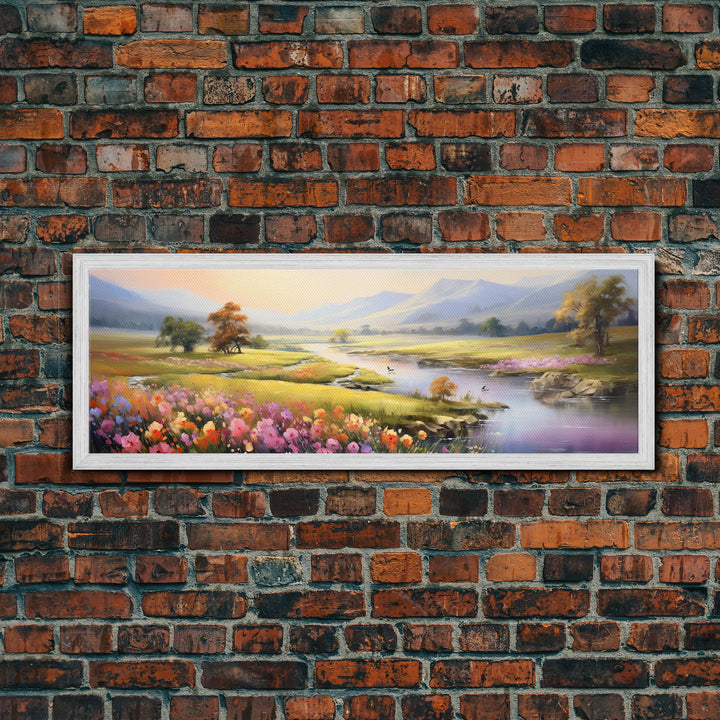Panoramic Mountain and Forest Canvas Wall Art, Hill and Trees Canvas Wall Decor, Nature and Forest Decoration, Canvas Print Home Decor