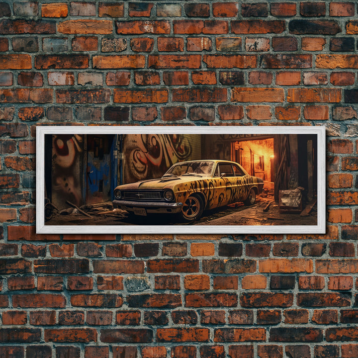 Graffiti Punk Wall Art, Street Art, Framed Canvas Print, Detroit Muscle, Limited Edition, High Quality Art, Game Room Art, Mancave