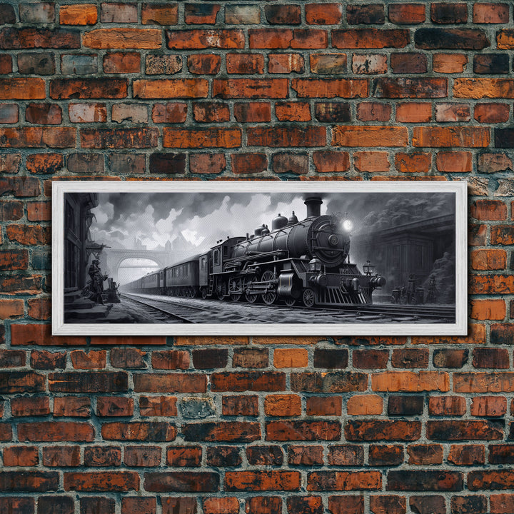 Steam Train Wall Art Framed Canvas Print, Framed Art, Train Decor, Conductor Art, Train Art, Train Gifts