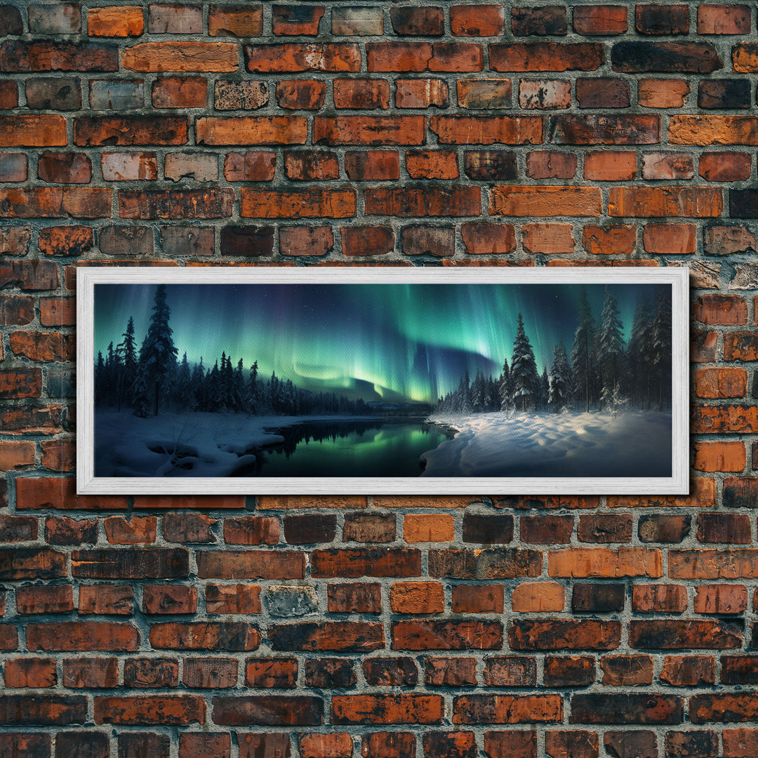 Northern lights canvas wall art Forest print Aurora Borealis Night Sky canvas Nature wall art Northern lights Landscape Framed Wall Art