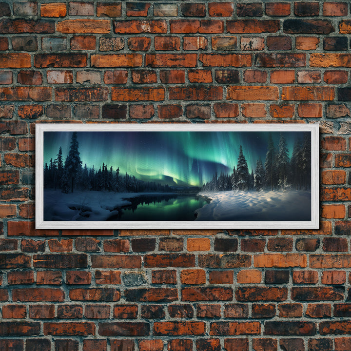 Northern lights canvas wall art Forest print Aurora Borealis Night Sky canvas Nature wall art Northern lights Landscape Framed Wall Art