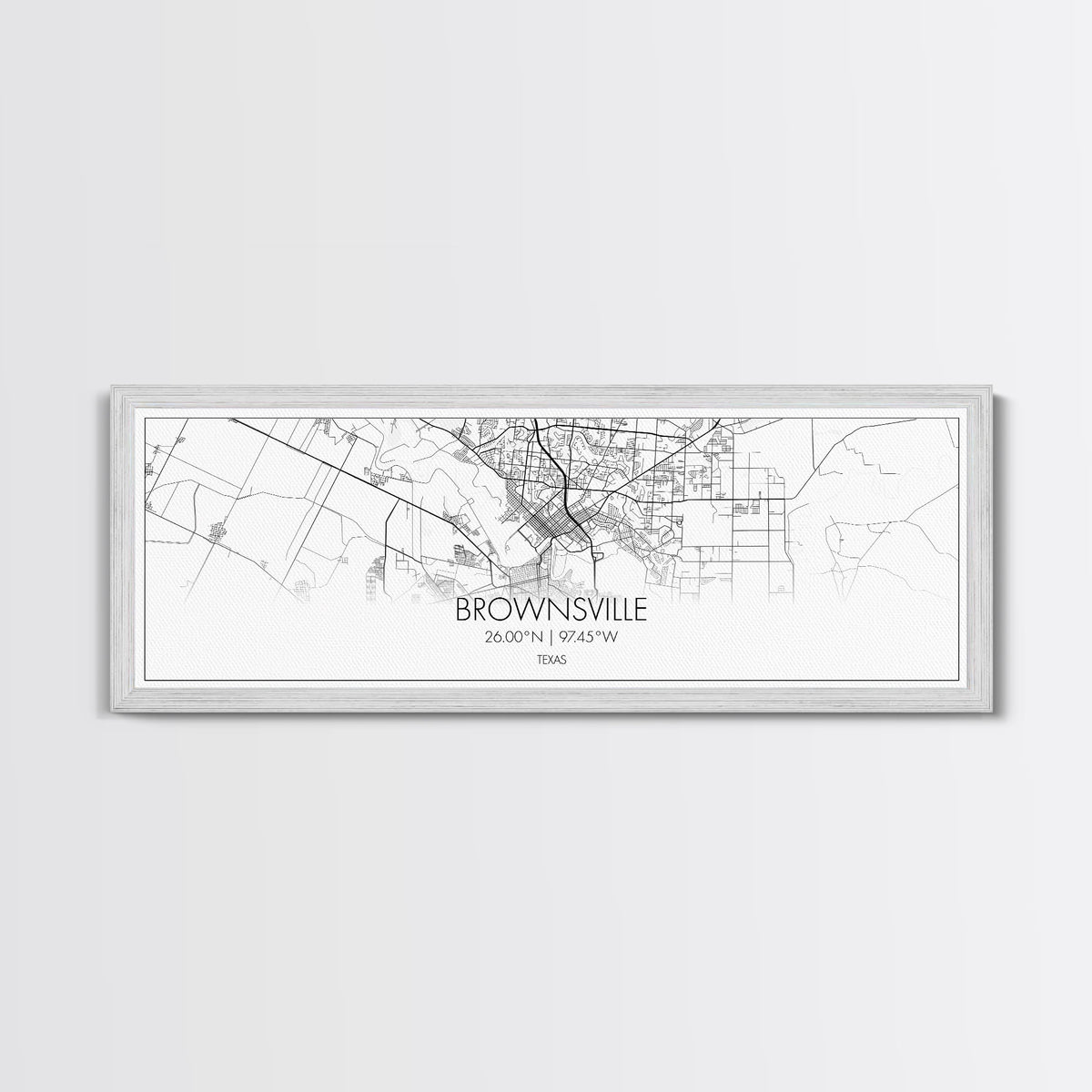 Panoramic Brownsville City Map, Texas Art, Map Print, Minimalist Wall Art, Canvas Art, Housewarming Gift, Street Map Art, Closing Gift