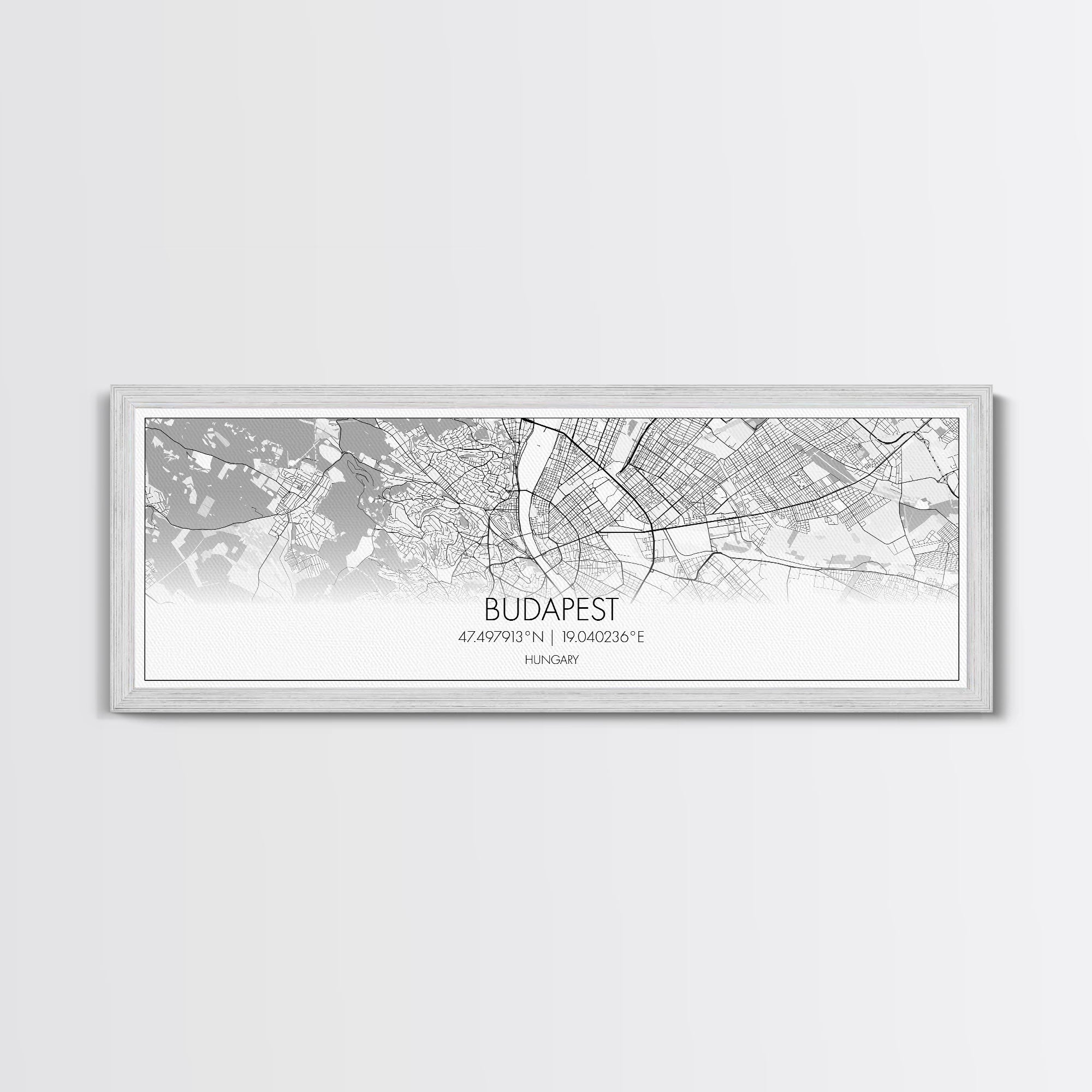 Panoramic Budapest  City Map, Hungary Art, Map Print, Minimalist Wall Art, Canvas Art, Housewarming Gift, Street Map Art, Closing Gift