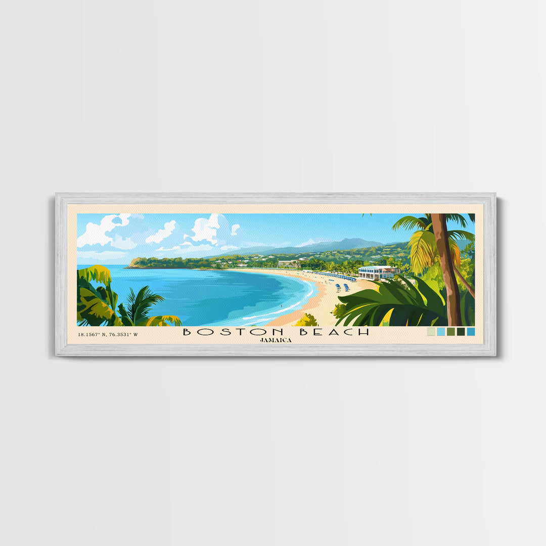 Boston Beach, Jamaica Panoramic Print, Vacation Gift, Jamaica Wall Art, Vacation Wall Art, Vacatation Memories, Beach Decor, Beach Or Lakehouse Art