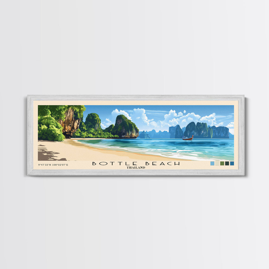 Bottle Beach, Thailand Panoramic Beach Print, Vacation Gift, Thailand Wall Art, Beach Painting, Beach Decor, Beach Painting