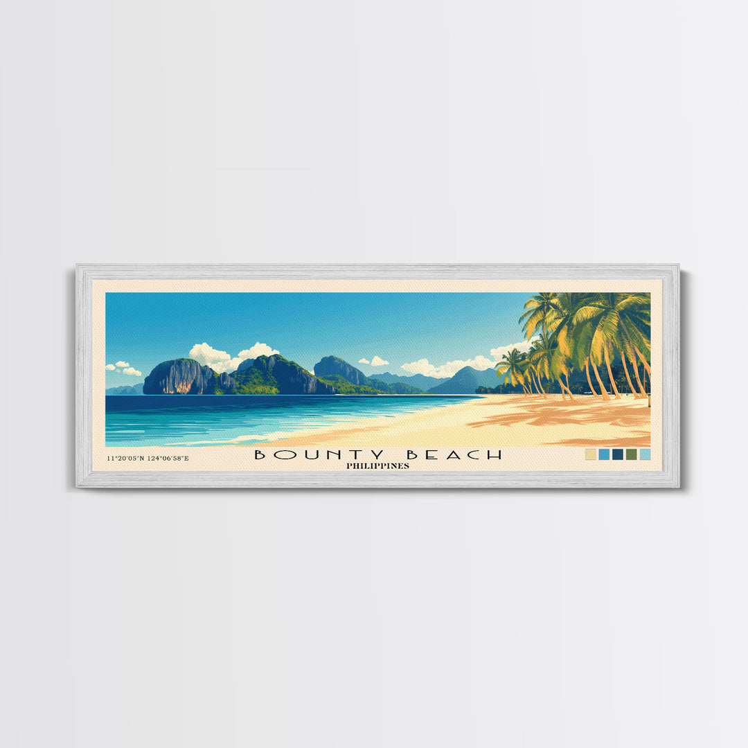 Bounty Beach, Philippines Panoramic Beach Print, Vacation Gift, Philippines Wall Art, Beach Painting, Beach Decor, Beach Painting