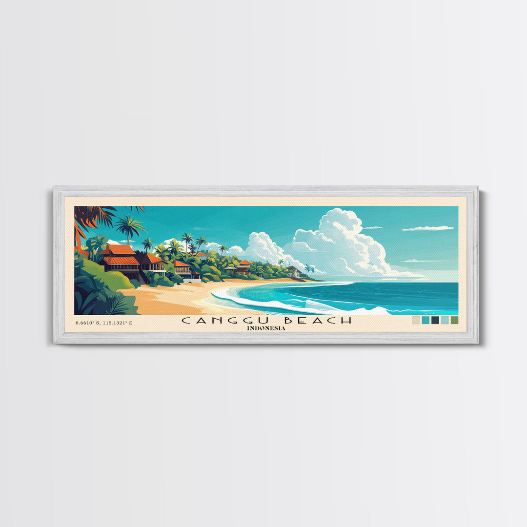 Canggu Beach, Indonesia Panoramic Print, Vacation Gift, Indonesia Wall Art, Beach Painting, Beach Decor, Beach Or Lakehouse Art