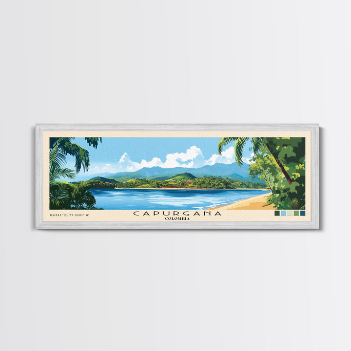 Capurgana, Colombia Panoramic Beach Print, Vacation Gift, Colombia Wall Art, Beach Painting, Beach Decor, Beach Painting