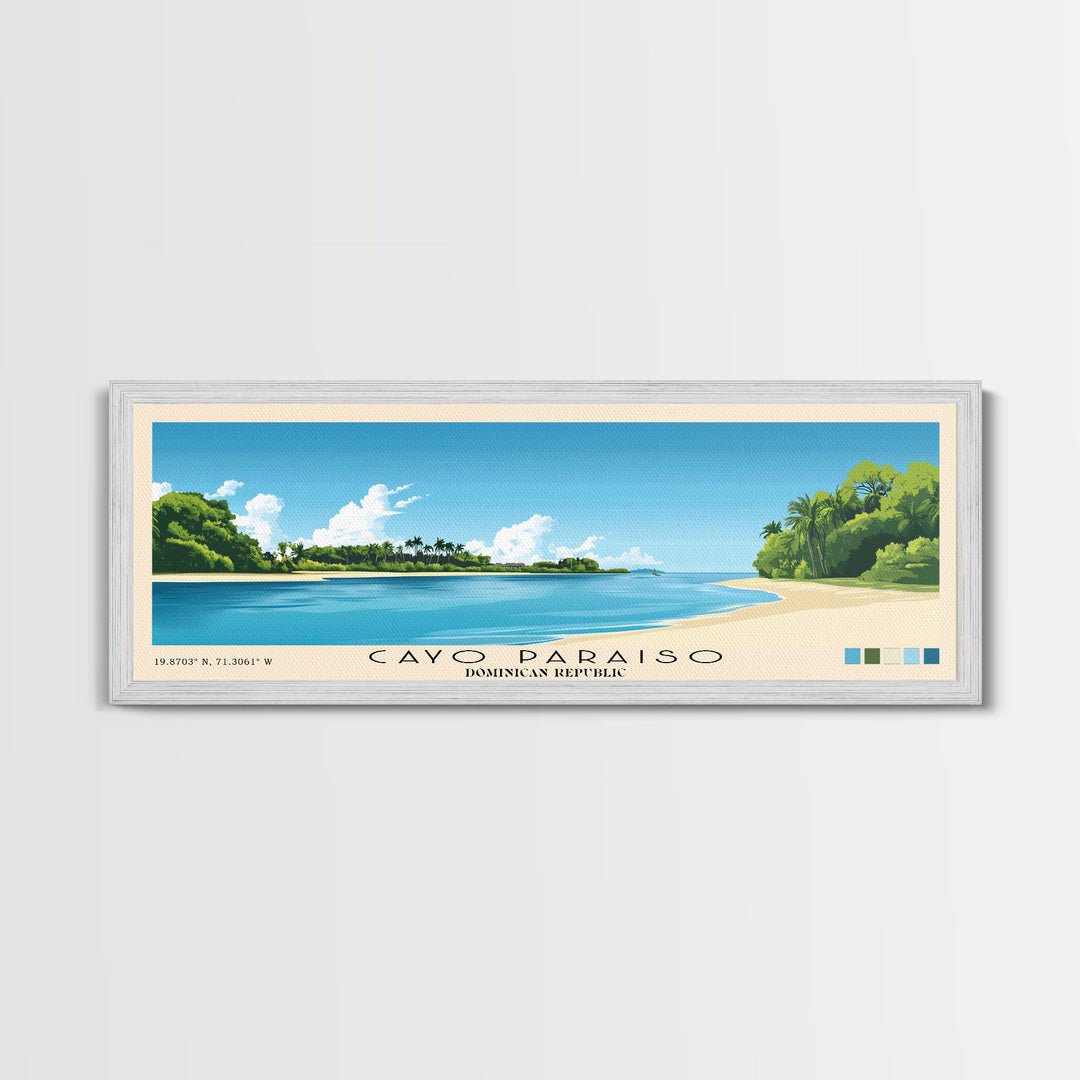 Cayo Paraiso, Dominican Republic Panoramic Beach Print, Vacation Gift, Dominican Republic Wall Art, Beach Painting, Beach Decor, Beach Painting
