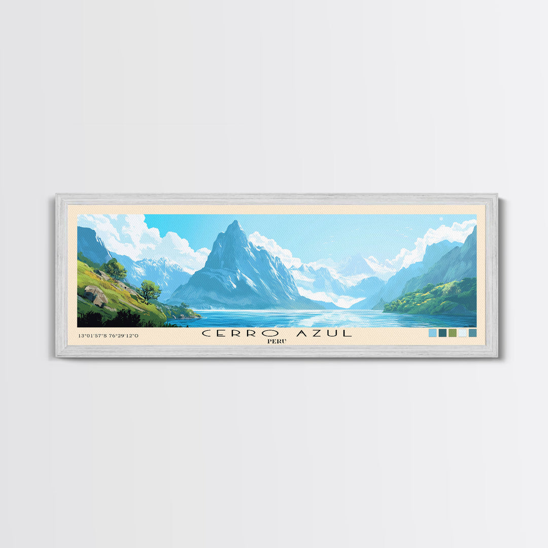 Cerro Azul, Peru Panoramic Print, Vacation Gift, Peru Wall Art, Beach Painting, Beach Decor, Large Wall Art, Wood Frame Art