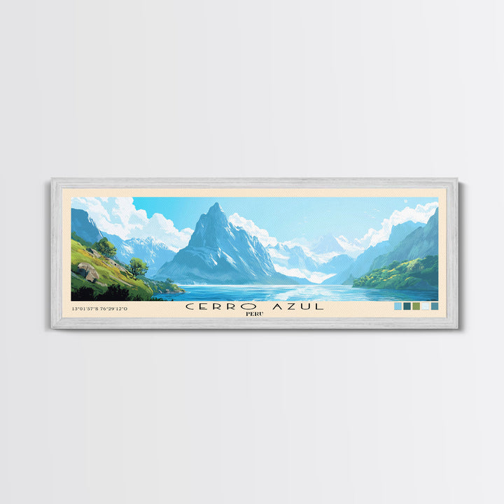 Cerro Azul, Peru Panoramic Print, Vacation Gift, Peru Wall Art, Beach Painting, Beach Decor, Large Wall Art, Wood Frame Art